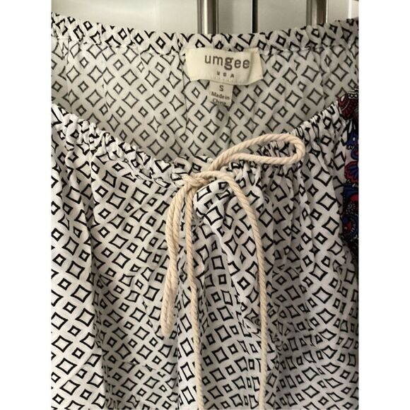 UMGEE Mix Print Boho Dress Sz S Bell 3/4 Sleeve Tunic - Picture 2 of 9